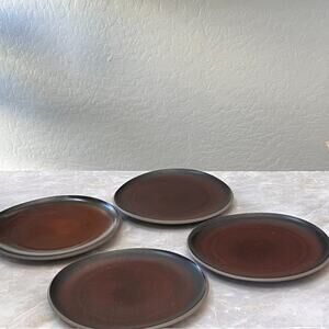 Rosenthal Junto Stoneware Plate Set of 4 8.5" Salad Dessert Rustic Brown Mixed